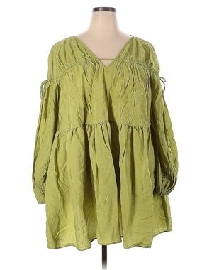 ELOQUII Green Relaxed Tie Front Tunic